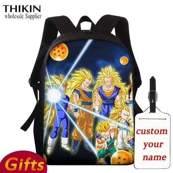 

THIKIN 15 Inch Cartoon Anime Dragon Ball Z Backpack For Boys Cool Kids Saiyan Sun Goku Vegeta Bagpack Children School Bookbag