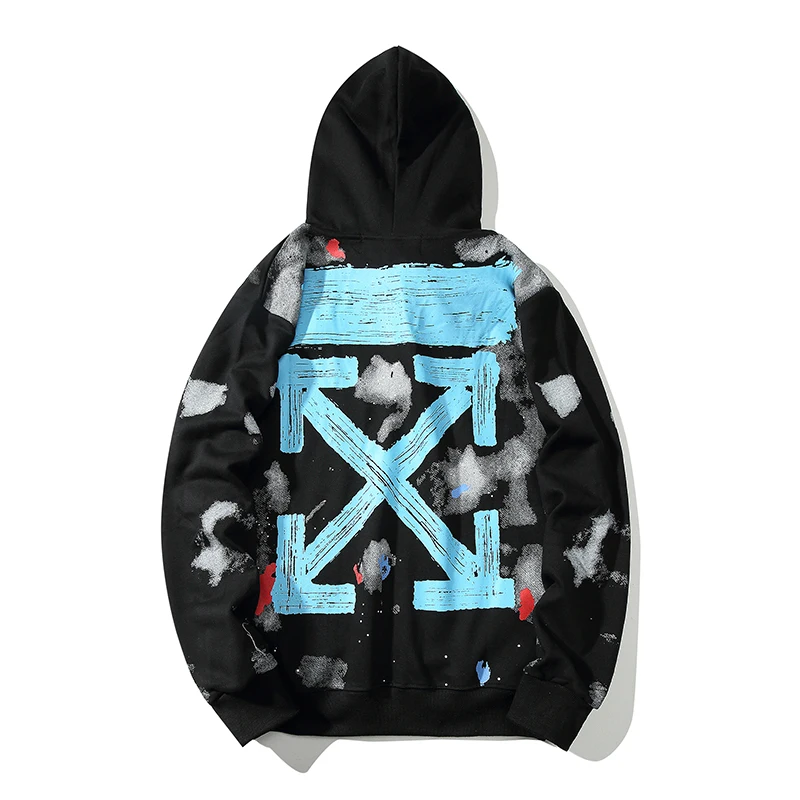 Звездное небо фейерверк стрела 19ss Off-White OW Мужская/Женская осенне-зимняя Модная хлопковая Повседневная Толстовка с капюшоном Свободная куртка с капюшоном