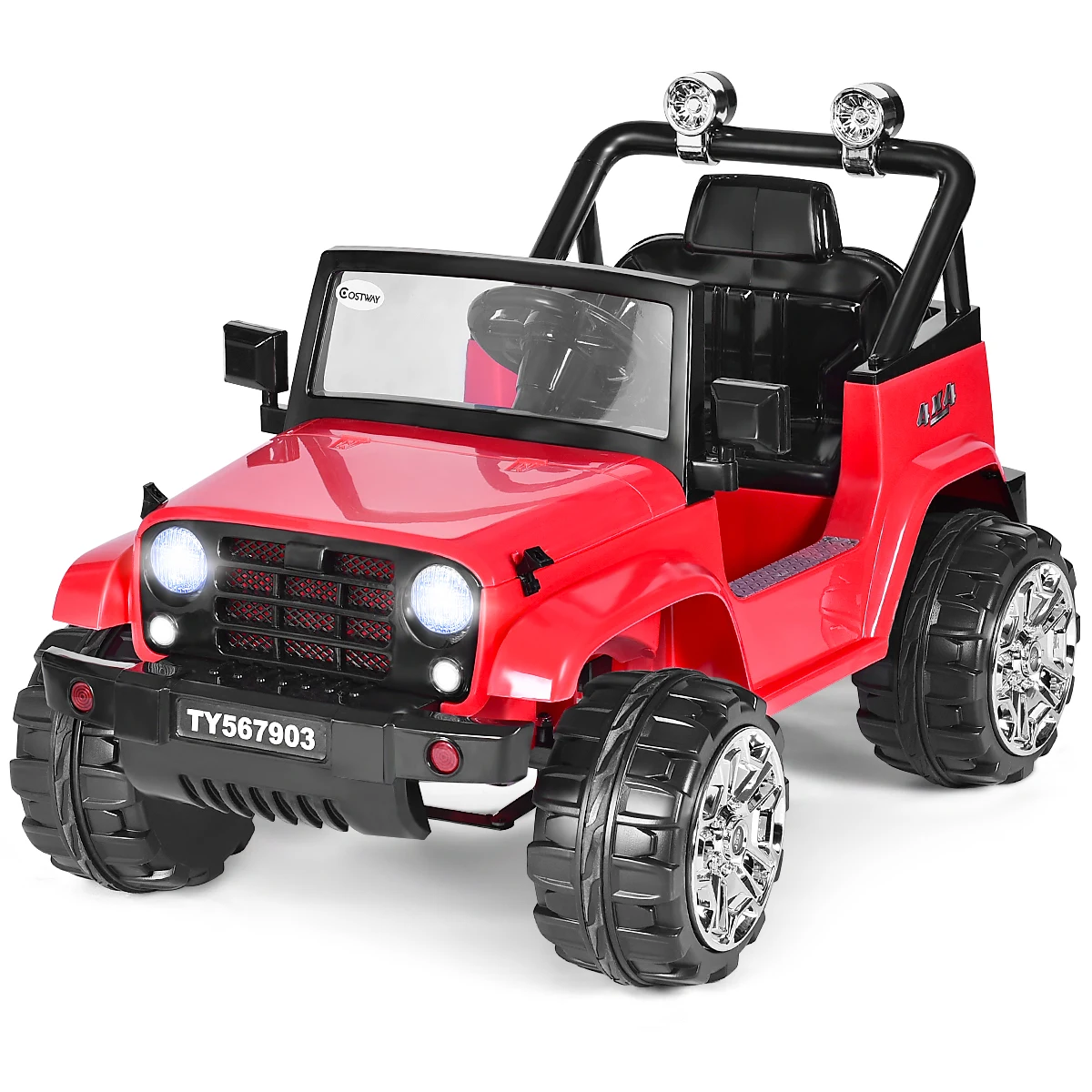 

12V Kids Ride on Truck Car RC Remote Control w/ LED Lights Music MP3 Red Toys