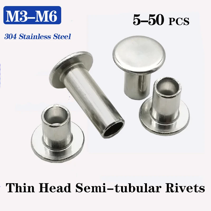 M3 (20Pcs)-4mm -Rivets semi tubulaires plats et fins en acier ...