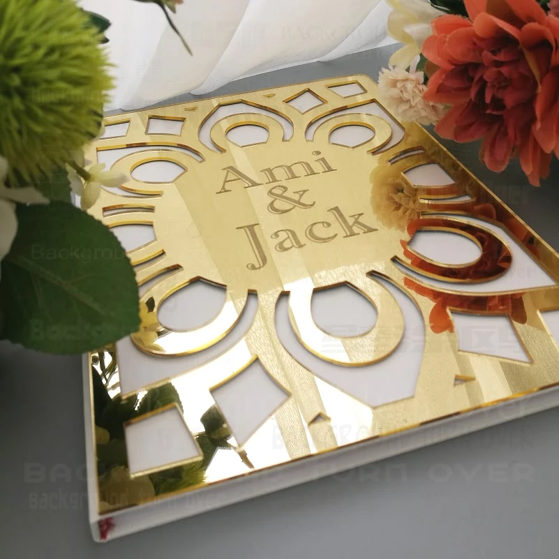 Guest Book Wedding Personalized Mirror Guestbook Party White Names Date Engrave Carve Gifts Details Rustic G008