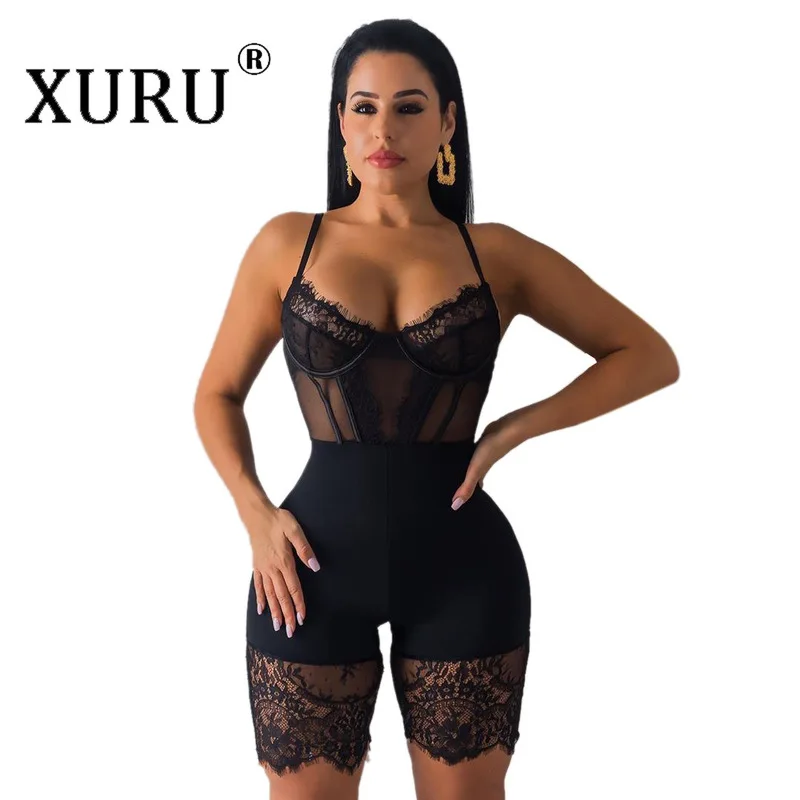 XURU European and American Fashion New Sexy Jumpsuit Autumn Body Cartilage Sling Lace Nightclub Jumpsuit