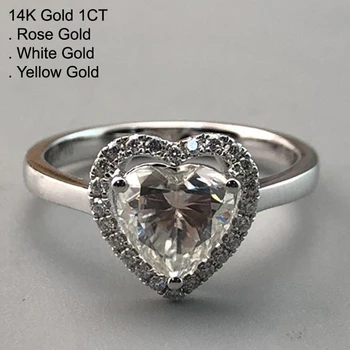 

14K White Gold 1 Carat Moissanite Diamond Ring Women Heart Luxury 1 Laps Wedding Party Engagement Anniversary Ring 1 Ct D Color