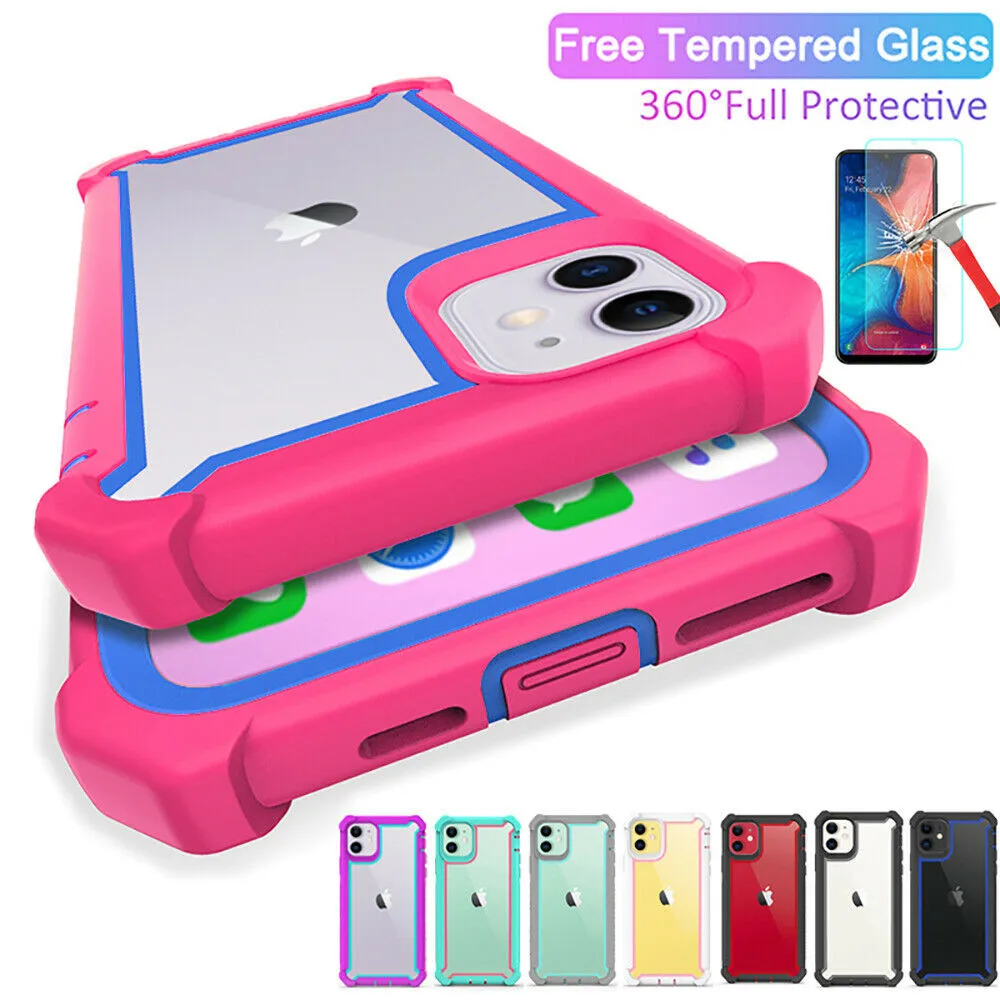 For iPhone 11 Pro Max Heavy Duty Full Shockproof Hybrid Rugged Clear Case Cover SE 2020 6 6S 7 8 Plus X XS | Мобильные телефоны и