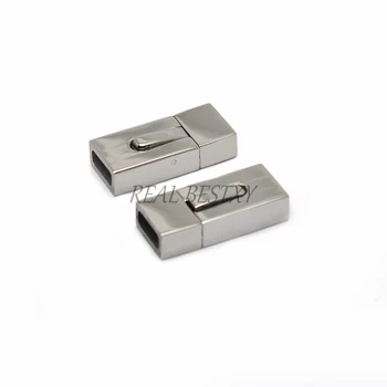 

10pcs/lot engrave logo hole:8*3mm Stainless Steel Bayonet Clasp PushLock Lace Buckle Leather Cord Clasps for Bracelet Jewelry