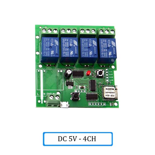 4CH DC5V Умный модуль дистанционного управления 4CH DC5V 12V 32V 220V Jog Inching самоблокирующийся радиочастотный приемник 10A реле беспроводной WiFi переключатель - Цвет: 4CH DC5V