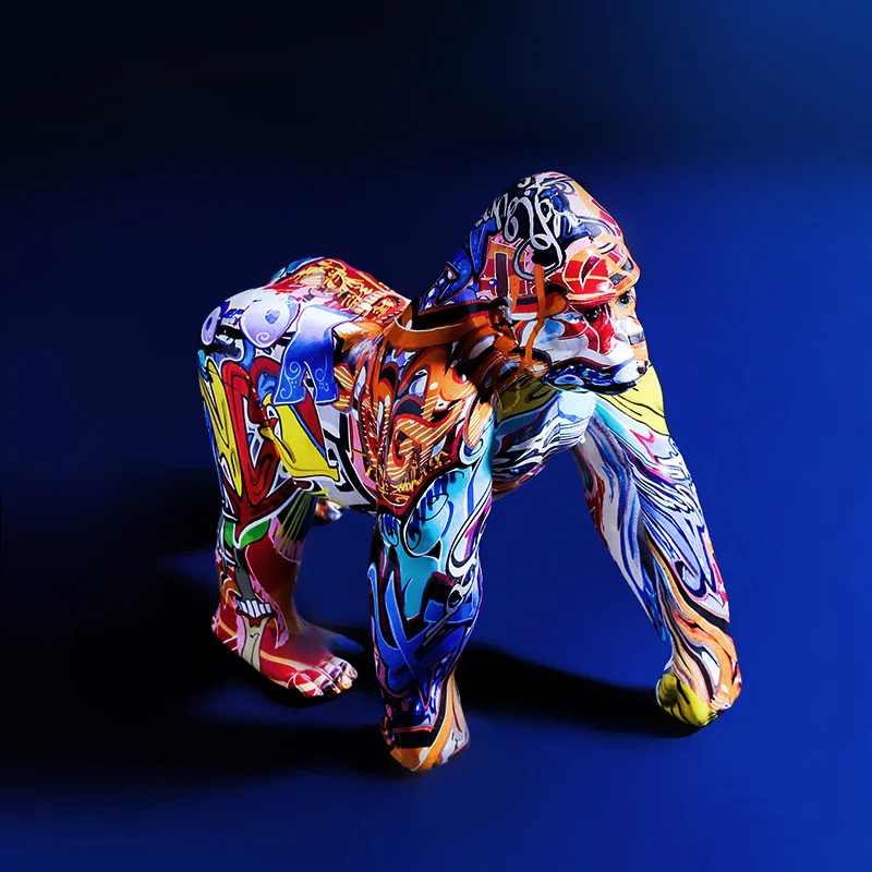 Creative Decoration Painted Colorful Gorilla Creative  Crafts Home Entrance Wine Cabinet TV Cabinet Decoration Gift