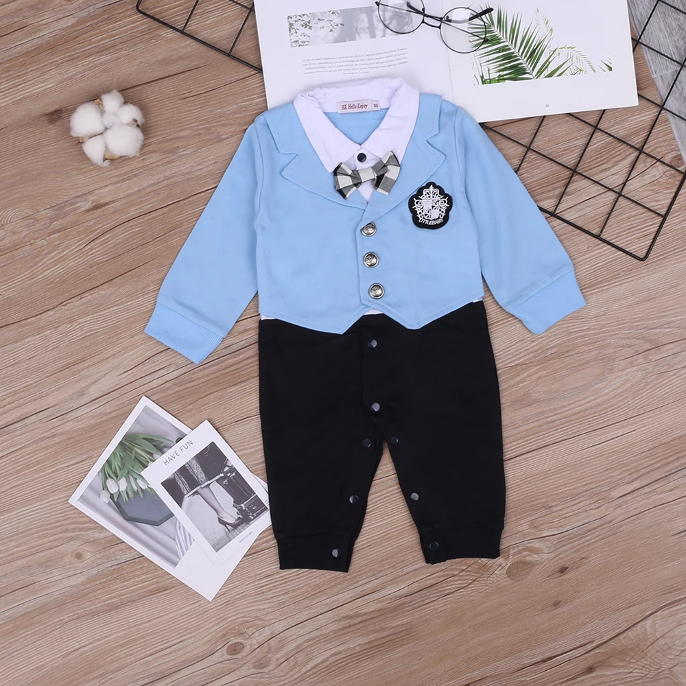 HE Hell Enjoy Baby Boy Autumn New Winter Clothes Sets Newborn Boys Clothing Suit Long-Sleeve Gentleman Plaid Bow Tie Romper