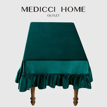Medicci Home Italian Shiny Velvet Table Cover Rome Solid Color Luxurious Tablecloth European Pastoral Dinning Room Kitchen Decor