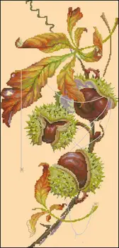 

14/11/18/22/16/28/25ct Beautiful Lovely Counted Cross Stitch Kit Chestnut Tree Fruit Nut golden hands