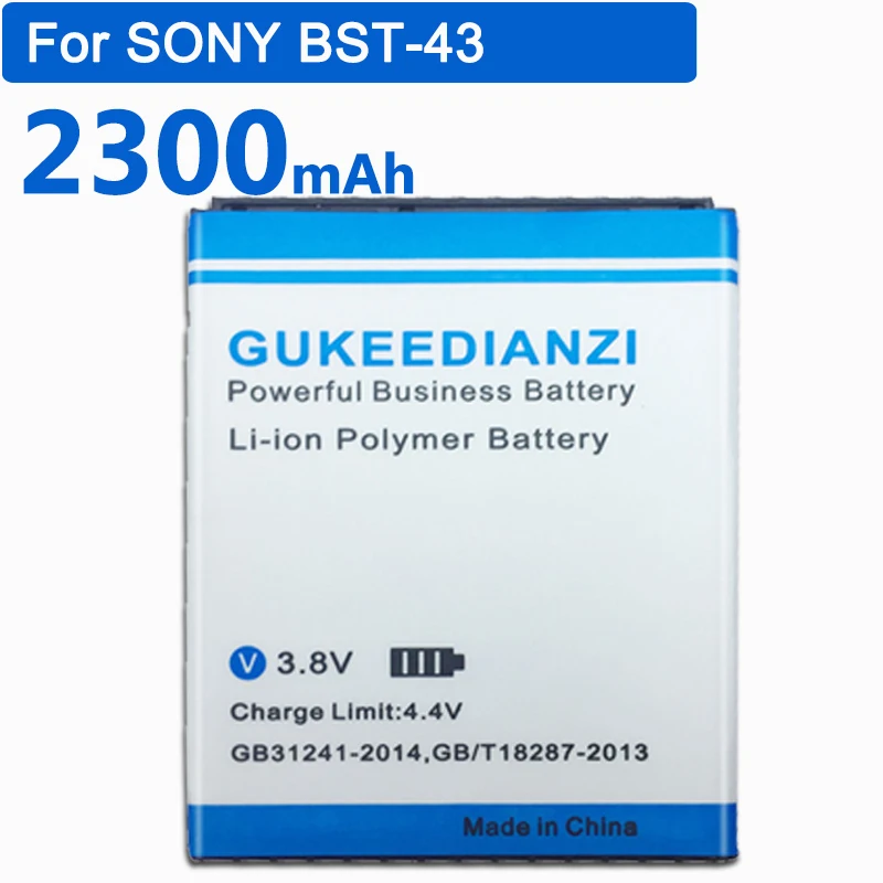 GUKEEDIANZI BST-43 Замена Батарея 2300 ма-ч для sony Ericsson J108 J10 J20 S001 U100 WT13I Yari U100i J108i батареи