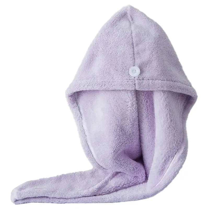Purple Simple Hair Drying Cap Coral Velvet Hair Drying Towel Thicken Hair Drying Towel Water Absorption Hair Drying Cap - Цвет: Purple