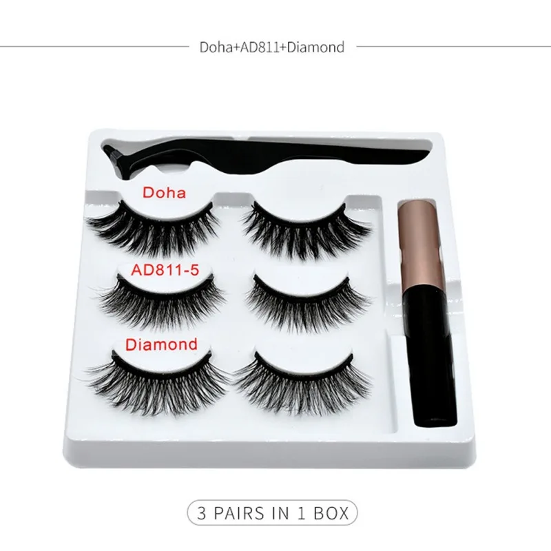 3 пары магнитных накладных ресниц Магнитная подводка для глаз Пинцет стойкий