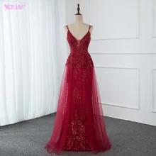 Сексуальное Красное шикарное длинное вечернее платье, платья с кристаллами и бисером, глубокий v-образный вырез, тюль, открытая спина, модное платье YQLNNE