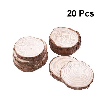 

20pcs Pine Wood Slice Unfinished Natural Round Tree Bark Wood Slices Log Slices Tree Bark for Wedding Christmas