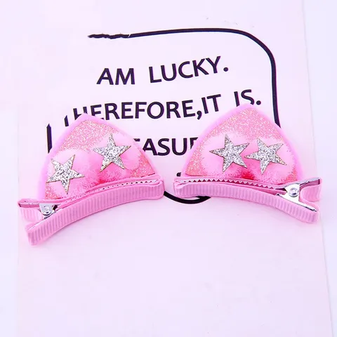 Cute Hair Clips for Girls Glitter Rainbow Felt Fabric Flowers Hairpins Cat Ears Bunny Barrettes Kids Hair Accessories