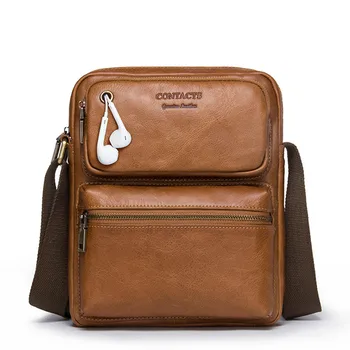 

Men Bag 100% Genuine Leather Messenger Bag Shoulder Crossbody Retro Small Male Pack Back Mochila Flap Business Travel Handbags