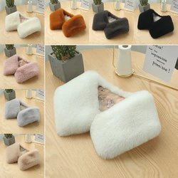 Women Winter Thicken Plush Faux Rabbit Fur Scarf Collar Solid Shawl Neck Warmer Shrugs Knitted Neckerchief Decorating Scarf
