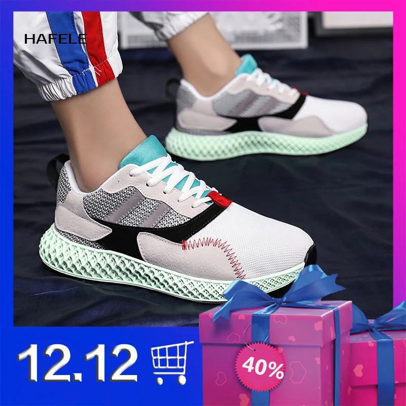 Уличная Мужская Беговая спортивная обувь для бега дышащая на толстой подошве