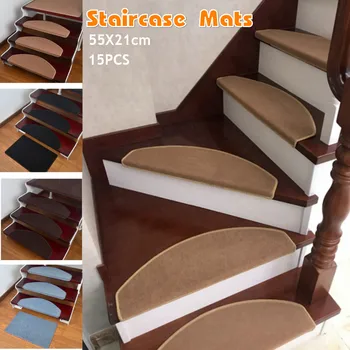 

15PCS Stair Tread Carpet Mats Self Adhesive Stair Mat Stair Mat Anti-Skid Step Rugs Safety Mute Floor Mats Indoor Warm Pad 55x21