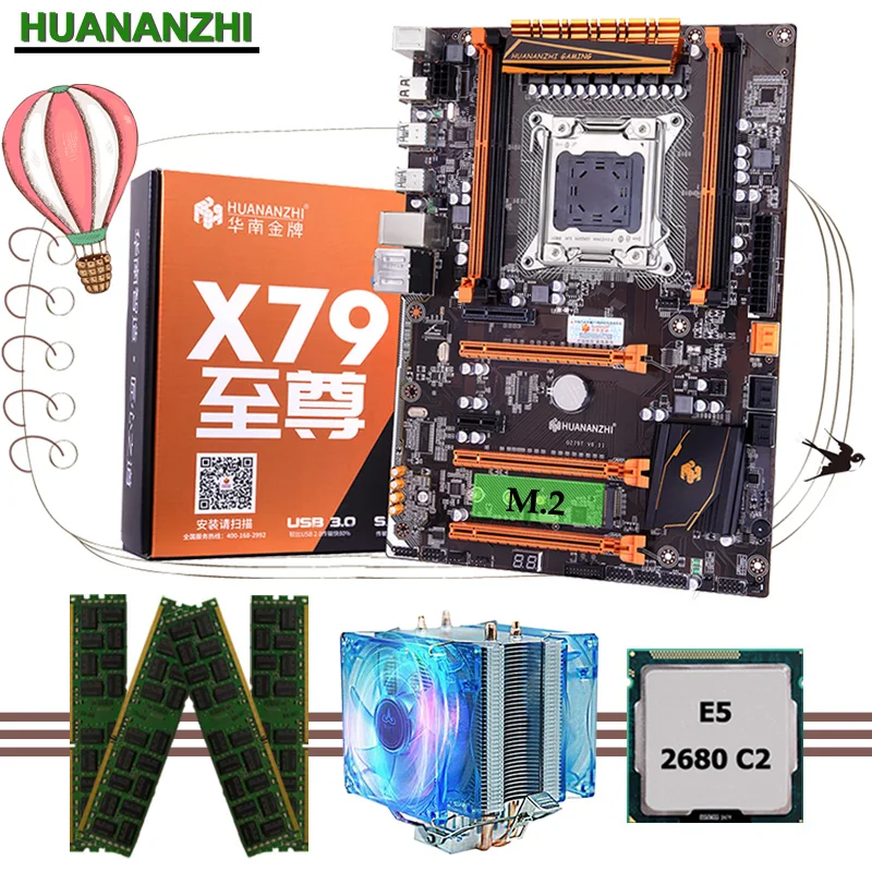 ^Cheap HUANANZHI deluxe X79 LGA2011 motherboard CPU RAM combos set Xeon E5 2680 C2 RAM 64G(4*16G) DDR3 1333MHz RECC with CPU cooler ^Cheap HUANANZHI deluxe X79 LGA2011 motherboard CPU RAM combos set Xeon E5 2680 C2 RAM 64G(4*16G) DDR3 1333MHz RECC with CPU cooler