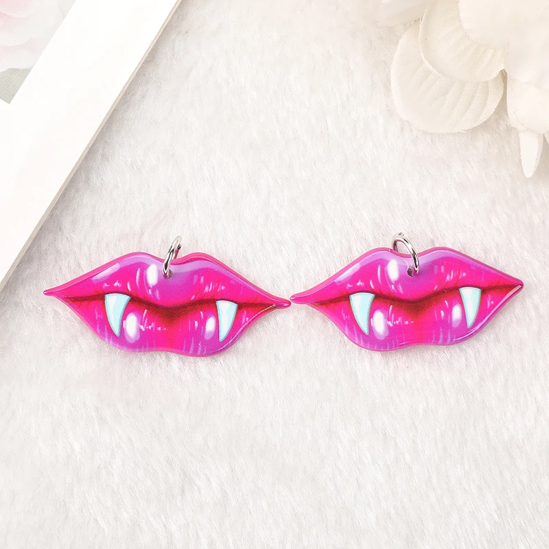 10Pcs Creepy Valentine Acrylic Charms Magic Snake Heart Skull Flower Pendant For Earring Necklace Diy Making
