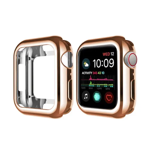 Чехол для Apple Watch 4, 1, 2, 3, 38 мм, 42 мм, с покрытием, защитный, 6 цветов, Tpu, тонкий, мягкий, для iwatch Series 4, 3, 2, 1, 40 мм, 44 мм - Цвет: Розовое золото