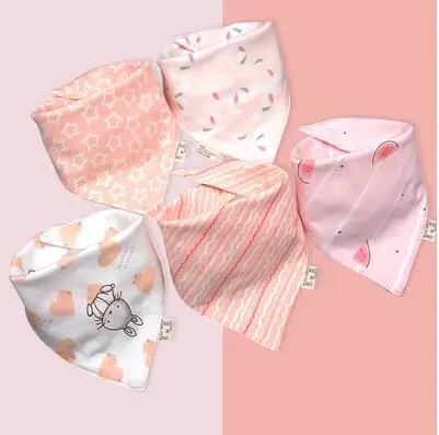 Baby Bibs Triangle Double Cotton Apron Boys Saliva Print Girls Towel 5 Bandana Baby pieces/lot Feeding Cartoon Bibs Cotton Bibs - Цвет: 17