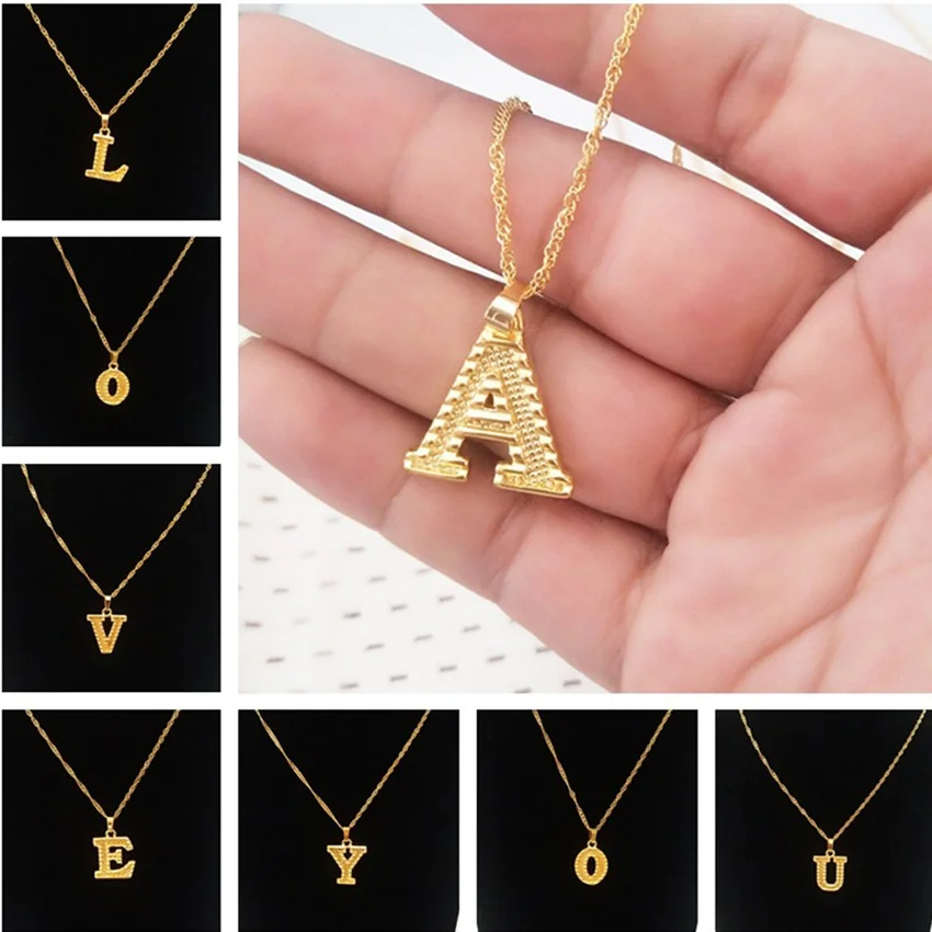

Cxwind Capital Initial Necklace Gold Chain Letter Necklace for women Necklaces women English font Chains цепочка collier цеп
