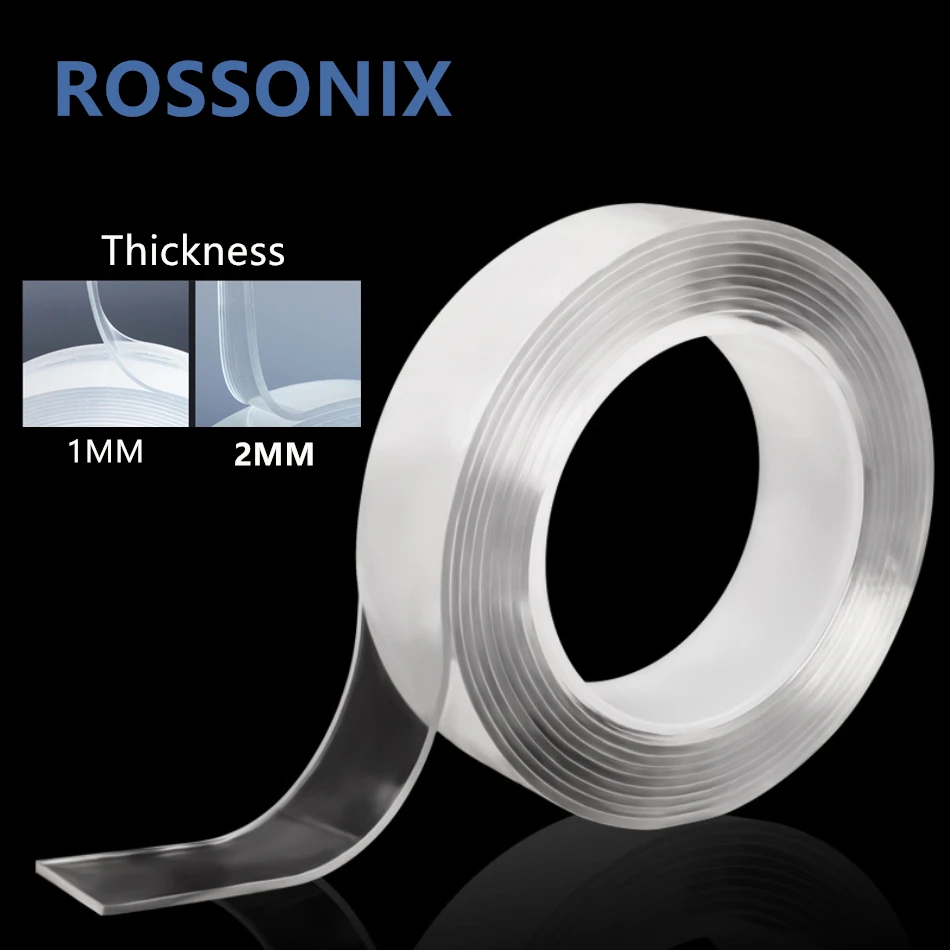 

Rossonix 1M 3M 5M Nano Magic Tape Reusable Traceless Double Sided Tape Washable Adhesive Tape Super Fix Removable Sticker