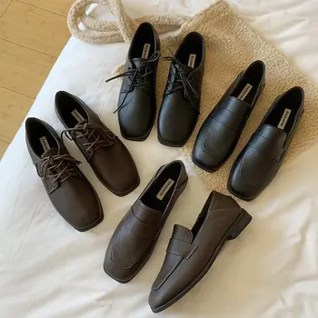 

Women's shoes 2020 new autumn all-match flat leather shoes women's online popular British style skirt single shoes