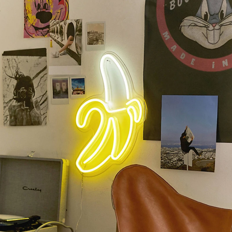 

Neon Light Neon Sign Panel Night Light USB Powered INS Shape Romantic Wedding Holiday Party Decoration Fairy Lamp Wing Banana