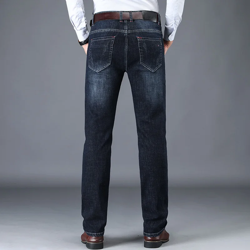 Flash Sale Spring and Autumn Heavyweight Fashion Full Length Formal Solid Button Overall Jeans Men Business High waist Mens Denim Leisure