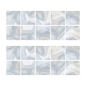 

20pcs Imitation Marble Tile Sticker Bath Pearl White Non-slip Waterproof Wall Sticker Home Decor Wall Stickers Stick Tiles Panel