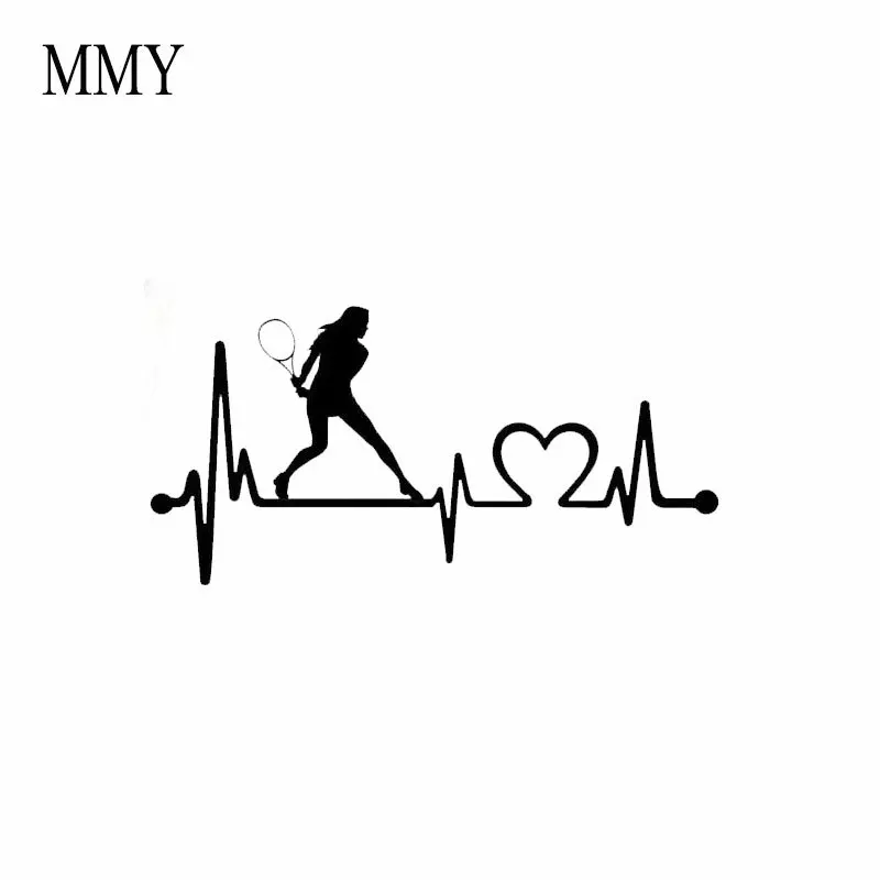 8&quot*4&quot Lady Ladies Tennis Racquet Heartbeat Lifeline Decal Sticker Gift Art Car Stickers | Автомобили и мотоциклы