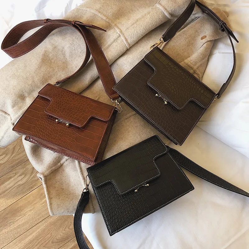 

Korean-style Stereo Trapezoid Square Sling Bag Stone Pattern Simple Lock Shoulder Oblique WOMEN'S Bag