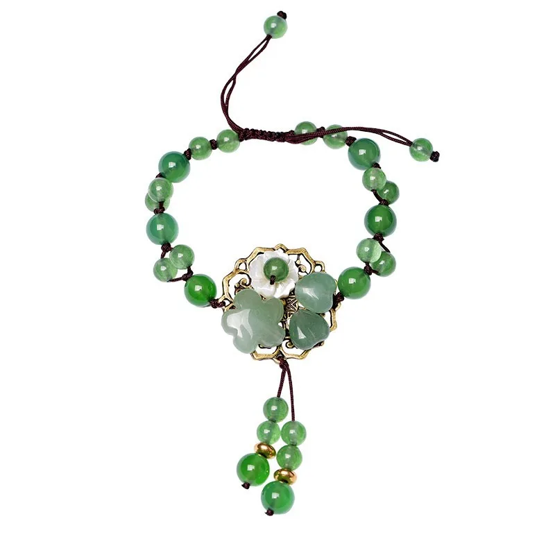 Милый браслет с шармом для женщин зеленое сердце модные роскошные браслеты камень цветок падение браслет Femme Дружба Ювелирные изделия