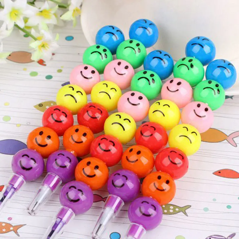 Милый мультфильм забавное лицо улыбается Сахарное покрытие Haws 7 цветов карандаш канцелярские подарки для детей 116