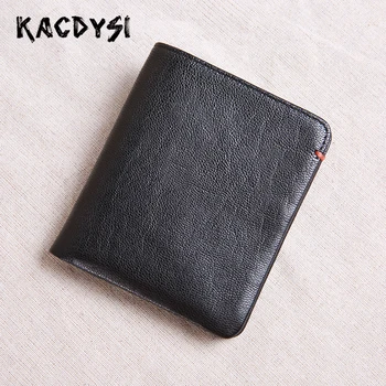 

Manual Soft Short Men Wallet Real Leather Bifold Money Cash Purse Simple Casual Carteira Man Money Pocket Wallet Holder Hot Sale