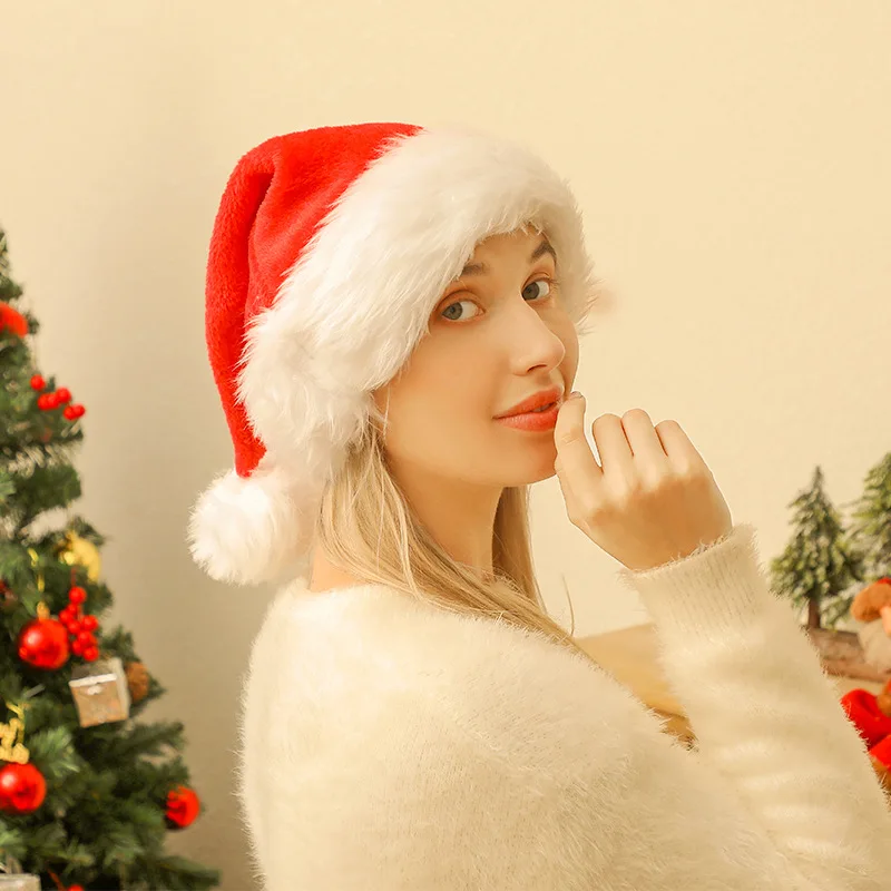 

Christmas Santa Claus Hat Christmas Gifts Ornaments Long Plush Xmas Decor Party Caps Navidad 2021 Happy New Year Christmas Hats