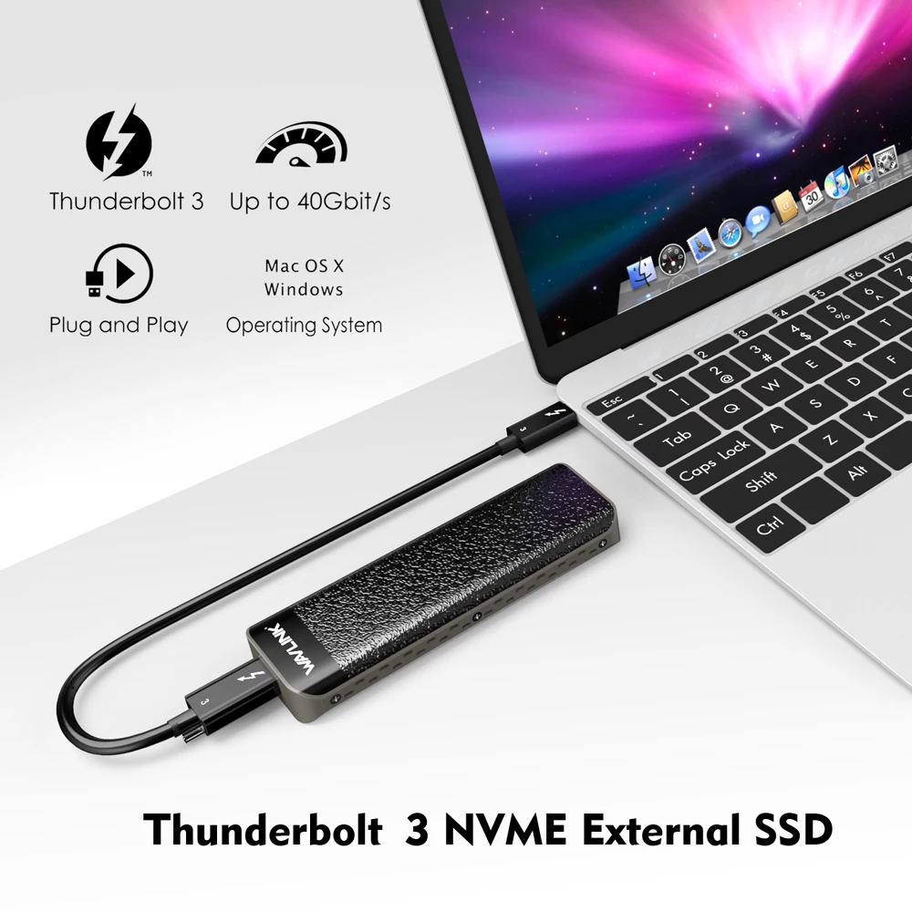 Wavlink USB C Thunderbolt 3 NVME внешний SSD корпус алюминиевый type-C NVMe разъем отличное рассеивание Intel Сертифицированный