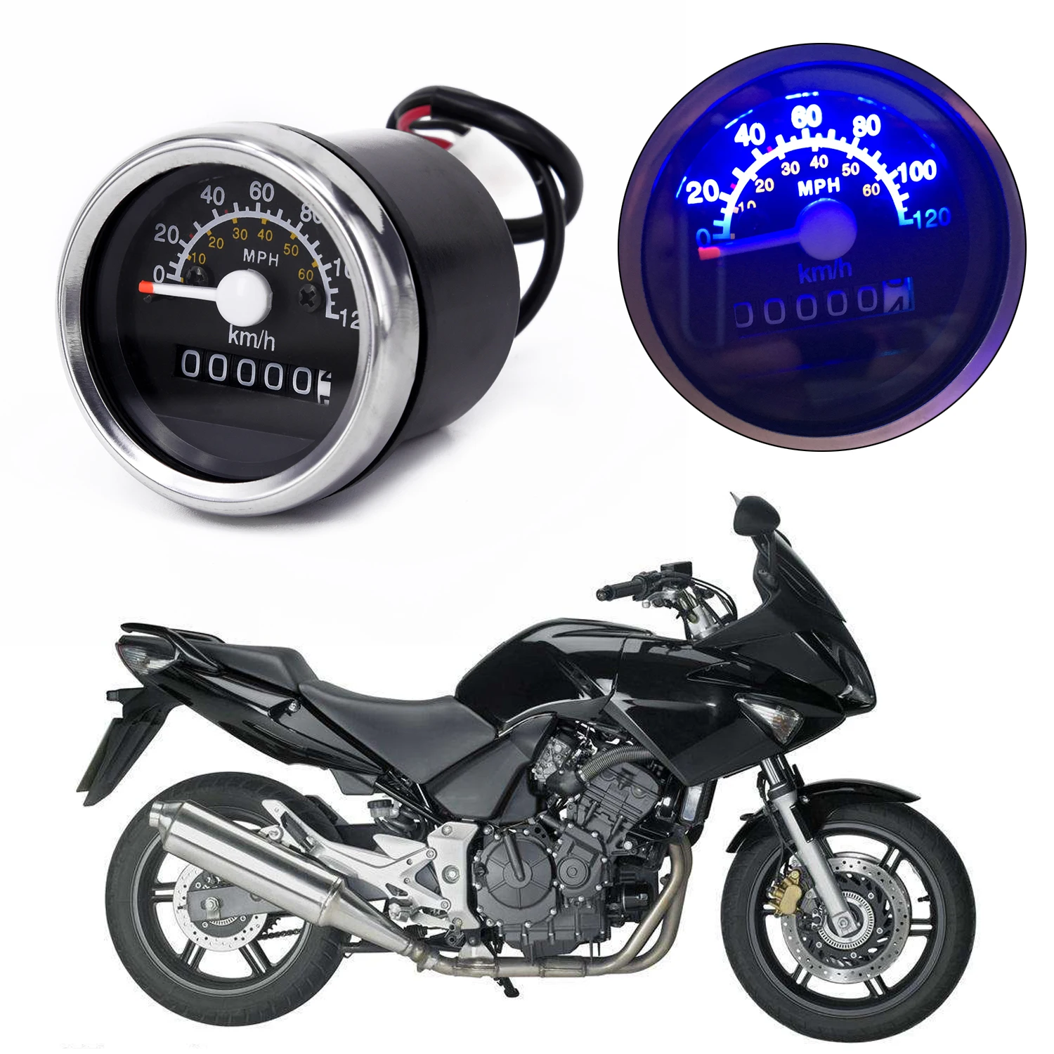 

MPH/KMH Mechanical Universal Motorcycle Bike LCD Speedometer Odometer Tachometer