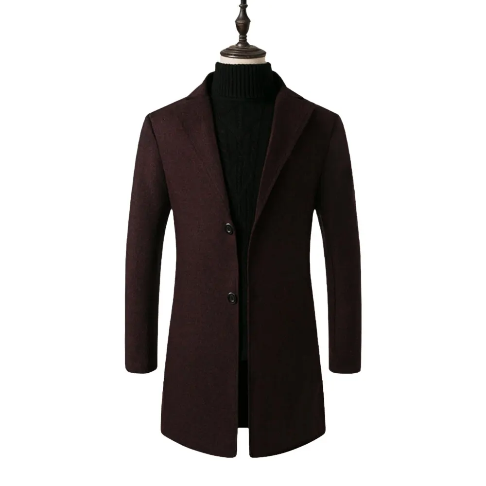 Aisputent, новинка, мужские шерстяные костюмы, дизайнерское шерстяное пальто, повседневное, Осень-зима, толстый теплый Тренч, пальто, ветровка, куртки, пальто - Цвет: wine red