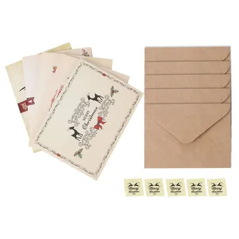 

5 Sets of Greeting Wish Cards Set Retro Blessing Card Envelope Christmas Gift