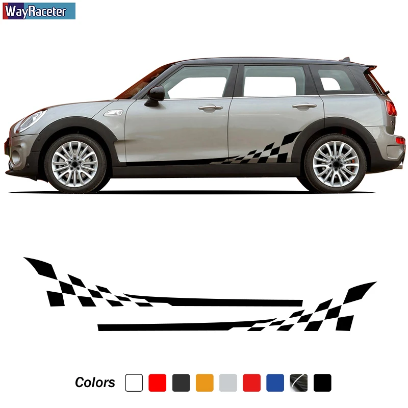 2 шт. наклейка в полоску на дверь автомобиля клетчатая юбка с графикой для MINI Cooper