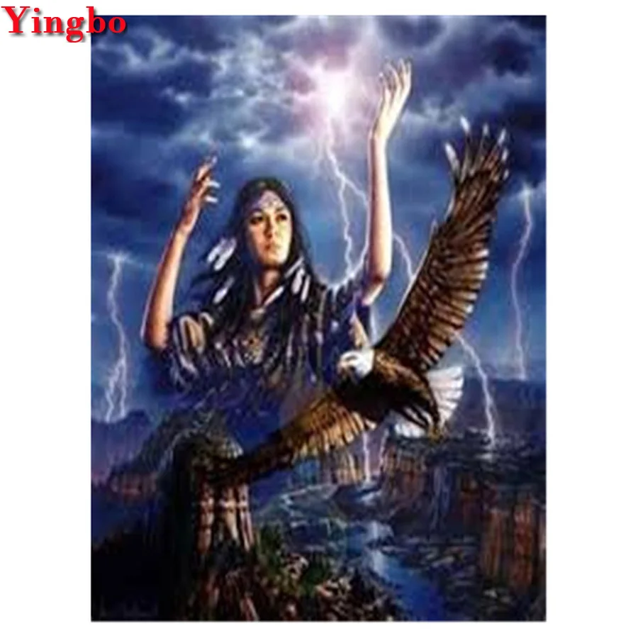 5D Diamond Painting Indian girl eagle diy Embroidery Mosaic Rhinestones icon Crystal by numbers Home Decor | Дом и сад