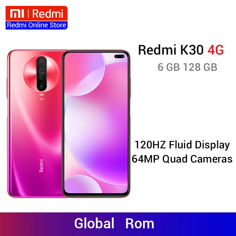 Мобильный телефон Xiaomi Redmi K30 с глобальной прошивкой 4G Snapdragon 730G 6 ГБ 128 четыре ядра 120