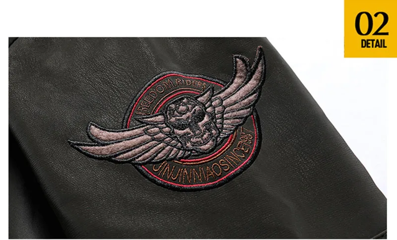 KIOVNO Men Winter Pu Leather Jacket Coats Fleece Lined Motorcycle Embroidery Jackets Outwear For Male Size M-3XL Windbreak  (5)