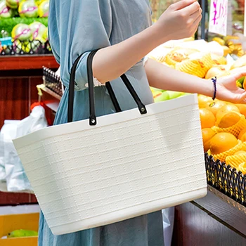

S.IKRR Shopping Bags For Groceries Plastic Shopping Bags With Handle Bathroom Laundry Basket Picking Basket For Outdoor picnic