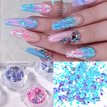 

1 Box Holographics Nail Glitter Power Colorful Flakes Nail Sequins For UV Gel Polish Nail Art Decoration DIY Design Manicuring